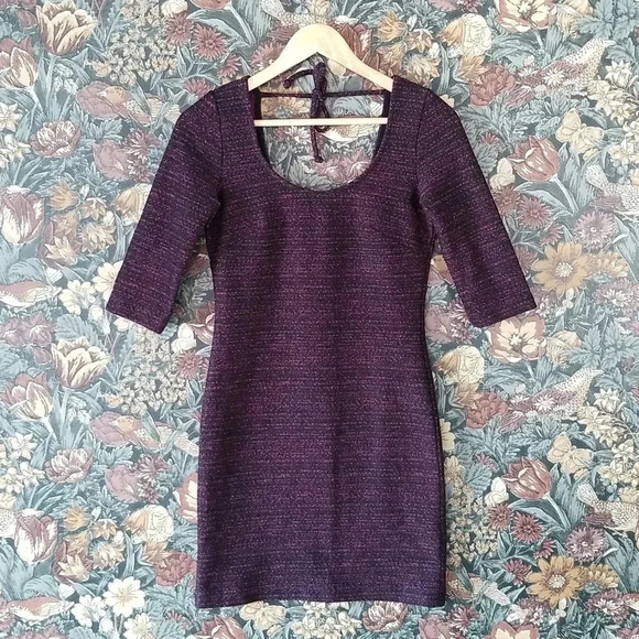 🇨🇦 Vintage Le Château Purple Knit Dress — 90s Minimal S - Picture 4 of 5
